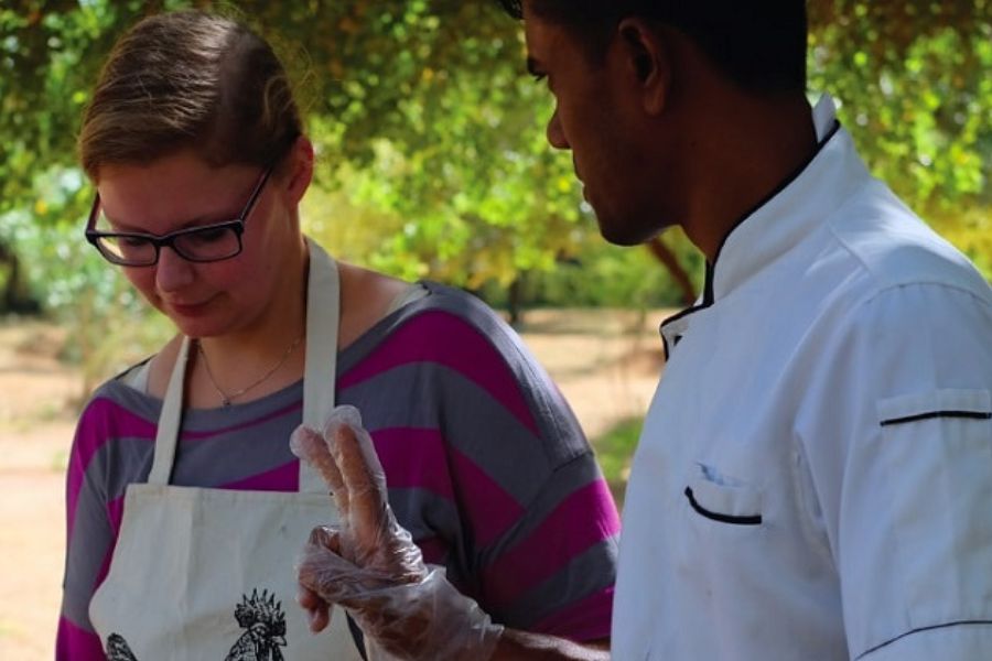 Cooking demonstration at our campsites